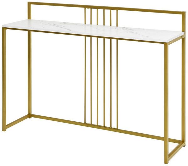 COSTWAY Konsolentisch, Marmoroptik, goldfarbenes Metallgestell, 120cm