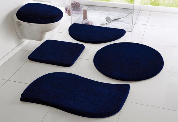 OTTO home Badematte Merida, Badvorleger, Badezimmer Teppich, Höhe 32 mm, rutschhemmend beschichtet, schnell trocknend, strapazierfähig, fußbodenheizungsgeeignet, Kunstfaser, wellenförmig, Badteppich, Uni Farben, rechteckig, rund & als 2-tlg. Set erhält...