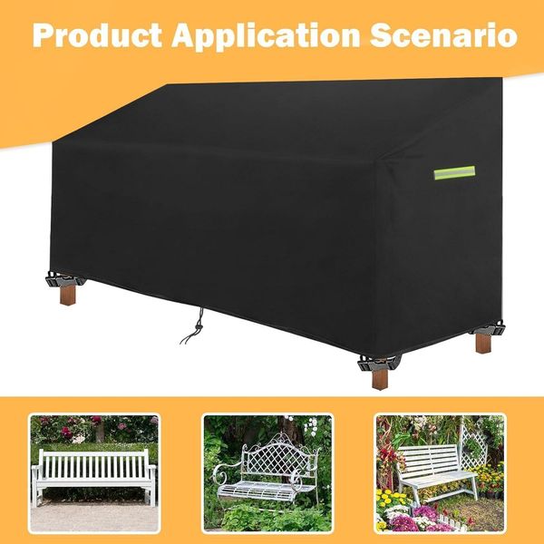 Gartenbank Schutzhülle 2/3 Sitzer UV-Wasserdicht 165 cm Schwarz Bild 4