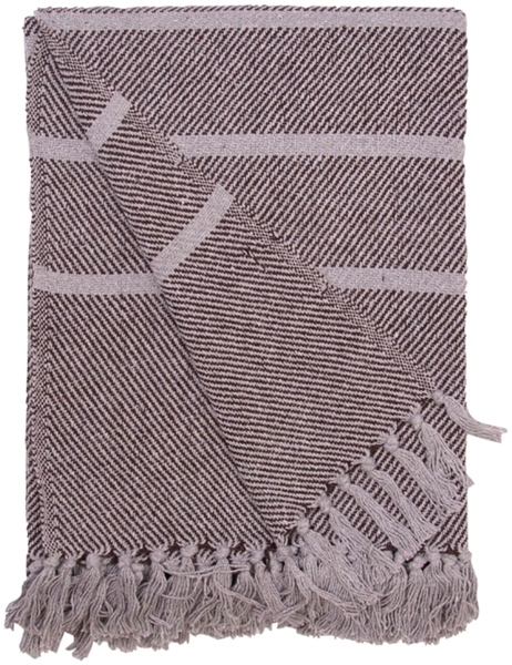 Decke Überwurf Streifen Design 100% Baumwolle 130x180 cm Skandinavisch Grau/Kaffee