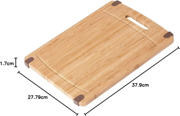 KESPER 58131 Schneidebrett aus Bambus mit Rutsch-Stopp 38 x 28 x 1,6 cm / Tranchierbrett / Schneidbrett