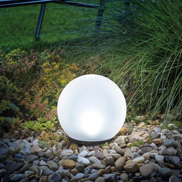 Solarkugel für den Garten multicolor | LED-Gartenkugel mit AKKU | Bodenleuchten Gartendeko für draußen | Solarleuchten Kugelleuchten 7 Farben 6500K winterfest outdoor ⌀=20cm
