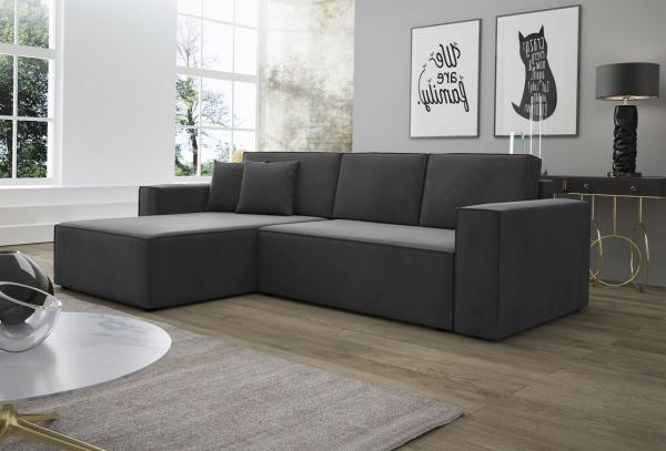 Ecksofa Schlafsofa Sofa CONOR Stoff Kronos Steel Morengo Ottomane Links