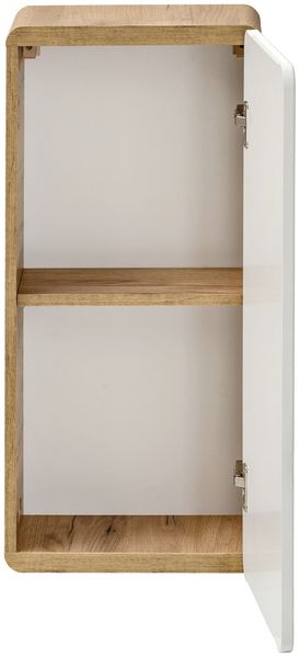 Badezimmer Hängeschrank LUTON-56, Hochglanz weiß, Wotan Eiche Nb, B/H/T ca. 35/75/22 cm Bild 4