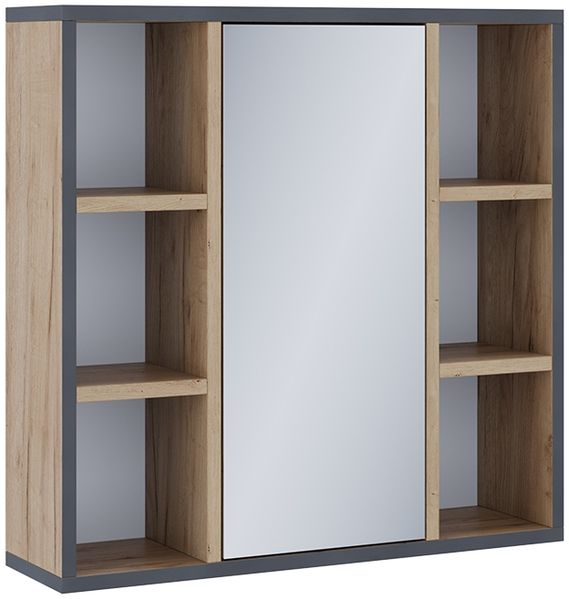 Badspiegelschrank Stephan Goldkraft Eiche 60 x 59.2 cm mit Regalböden und Spiegeltür Vicco