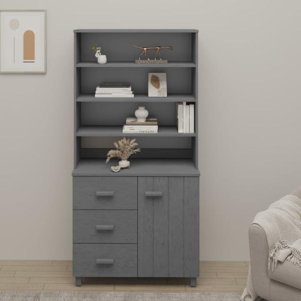 vidaXL Highboard Massivholz Kiefer Dunkelgrau [3100924]