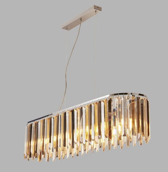 Licht-Erlebnisse Pendelleuchte WALKER, ohne Leuchtmittel, 8-flammig E14 Chrom Rauchgrau Bernstein Klar/Transparent Glas Metall
