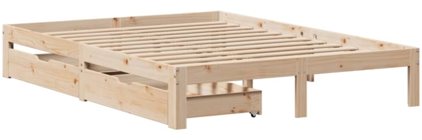 vidaXL Massivholzbett mit Schubladen 135x190 cm Kiefer 3301938 Bild 2