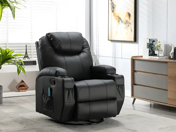 Vente-unique - Massagesessel - Kunstleder - Schwarz - SILVANO