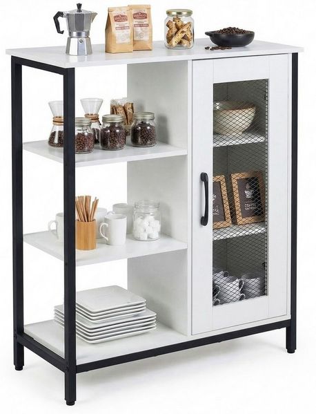 COSTWAY Sideboard, Küchenbuffet mit Tür, offenen Ablagen Anrichteschrank