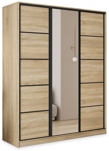Masseno Schwebetürenschrank PINA Kleiderschrank mit Spiegel und Schubladen Schlafzimmerschrank