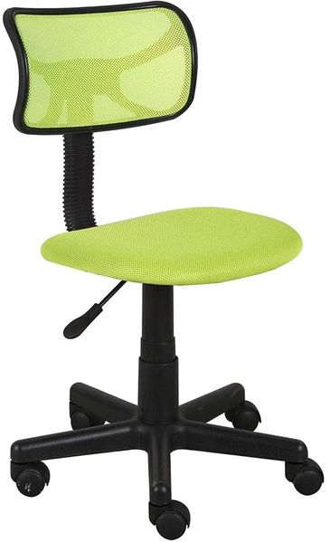 BAKAJI Drehstuhl, höhenverstellbar, Stuhl mit Rädern, Büro, Kinderzimmer, ergonomische Rückenlehne aus atmungsaktivem Netzstoff, gepolsterter Sitz (Grün)