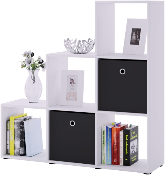 VCM 'Nitas' Treppenregal, weiß, für 6 Stoffboxen