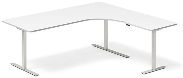 Höhenverstellbarer Tisch DNA weiß 1800x2000 mm rechts 3-Bein/schwarz