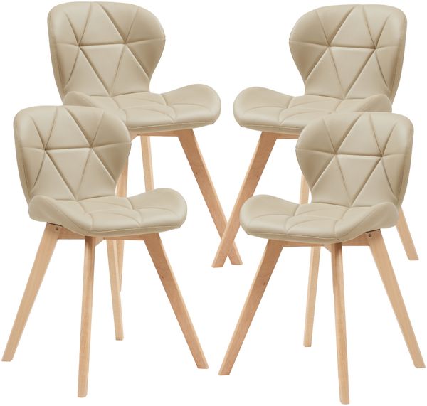 Esszimmerstuhl Älmhult 4-er Set 78x47x52 cm Kunstleder Beige [en. casa]