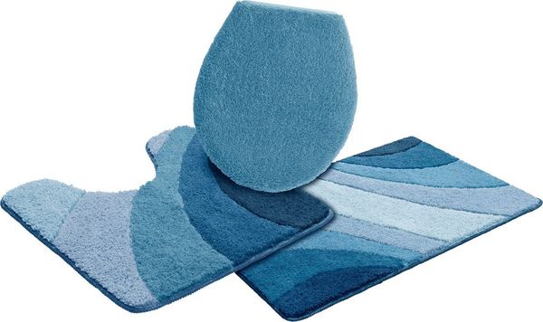 OTTO home Badematte Josie, Badvorleger, Badezimmer Teppich, Höhe 20 mm, rutschhemmend beschichtet, schnell trocknend, strapazierfähig, fußbodenheizungsgeeignet, Polyester, rechteckig, 3-tlg. Stand-WC Set, Badteppich, Badematten, rechteckig, rund & als ...