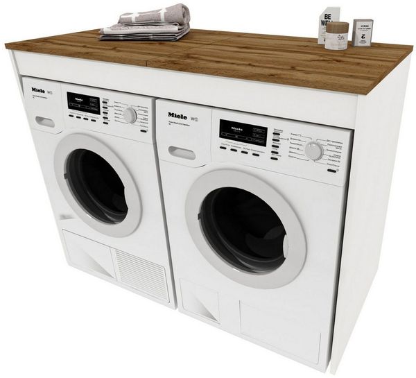Raumhirsch Furniture Waschmaschinenumbauschrank Waschmaschinenschrank für Waschmaschine & Wäschetrockner (7 Farben lieferbar) für zwei Geräte geeignet