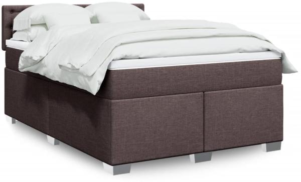 vidaXL Boxspringbett mit Matratze Dunkelbraun 140x200 cm Stoff 3288228