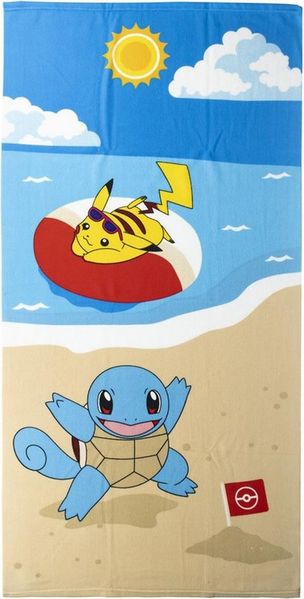 Strandtuch Kinder Jungen Pokemon Pikachu und Shiggy Badetuch 70x140 cm Urlaub Must Haves