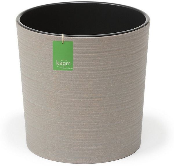 KAGM Pflanzkübel Blumenkübel Blumentopf rund gerillt ECO Holz-Kunststoff-Gemisch TOP (inkl. Pflanzeinsatz)
