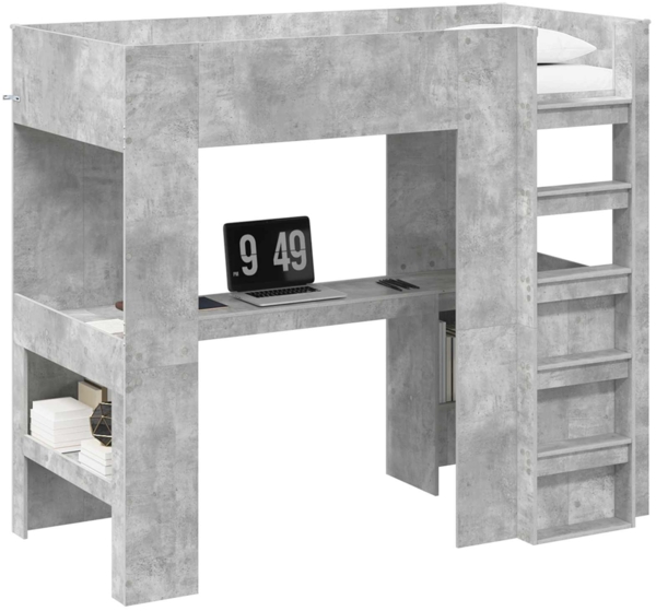 vidaXL Etagenbettgestell mit Schreibtisch Beton Grau 80x200 cm 3410462