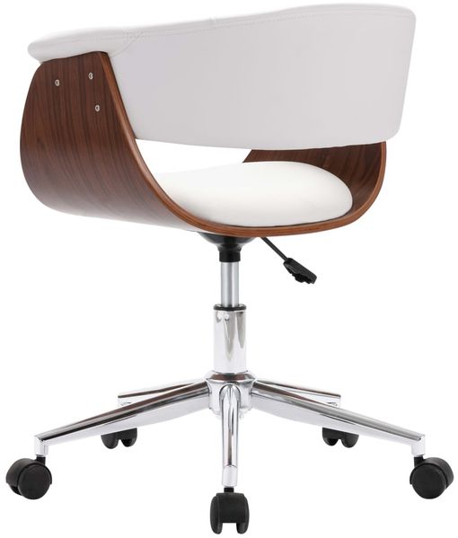 vidaXL Drehbarer Bürostuhl Weiß Bugholz und Kunstleder, Drehbar [3054831] Bild 5