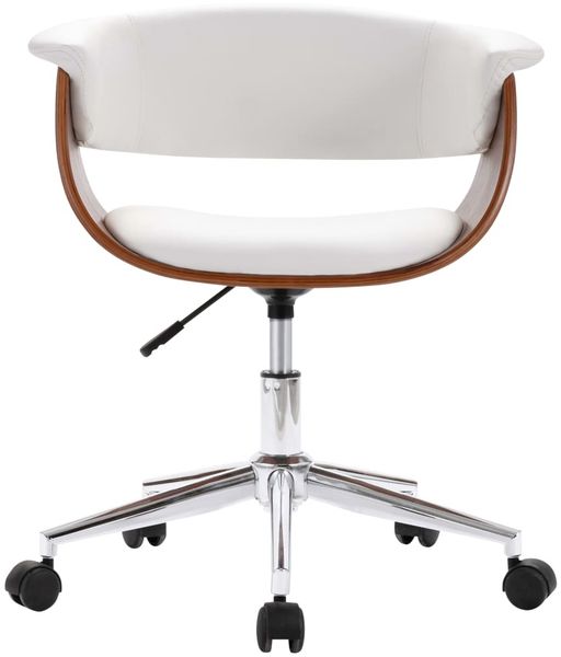 vidaXL Drehbarer Bürostuhl Weiß Bugholz und Kunstleder, Drehbar [3054831] Bild 3