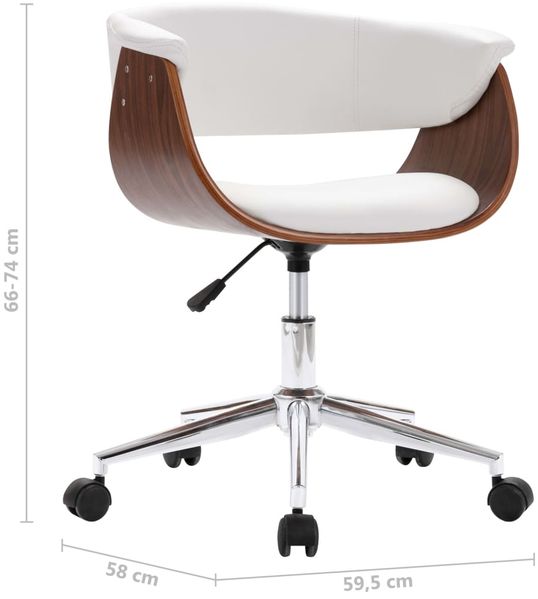 vidaXL Drehbarer Bürostuhl Weiß Bugholz und Kunstleder, Drehbar [3054831] Bild 8