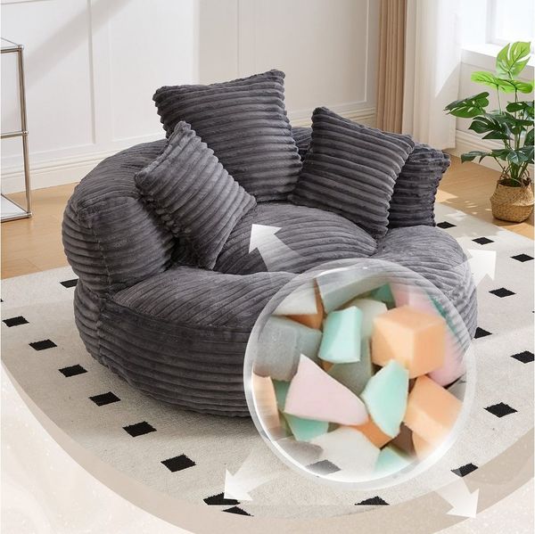 BlingBin Sitzsack Cordstoff-Sofa, Lazy Sofa (Sofa, 1 St, 108 x 108 x 52 cm), Mit drei Kissen, für Erwachsene und Kinder gleichermaßen geeignet