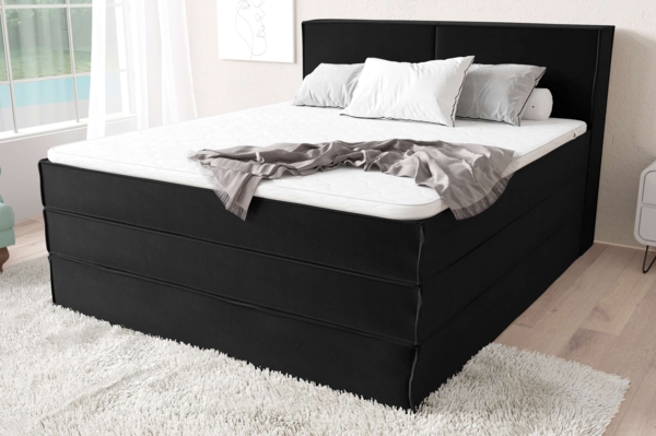 99rooms Santiago Boxspringbett Schwarz Velours KRONOS 160x200 cm Taschen-Federung Bild 1