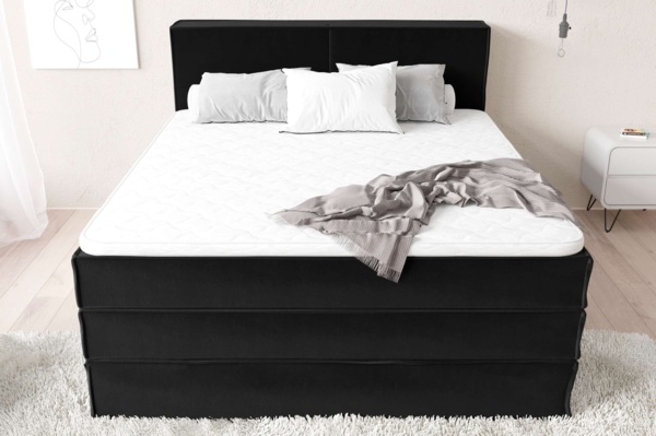 99rooms Santiago Boxspringbett Schwarz Velours KRONOS 160x200 cm Taschen-Federung Bild 2