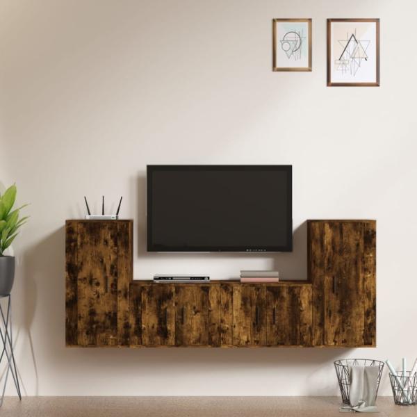 vidaXL 4-tlg. TV-Schrank-Set Räuchereiche Holzwerkstoff 3188555