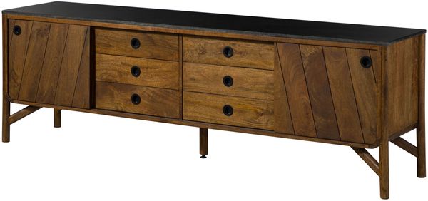 Sideboard Mango 200 x 45 x 65 braun geölt / dunkler Granit LOS ANGELES #113