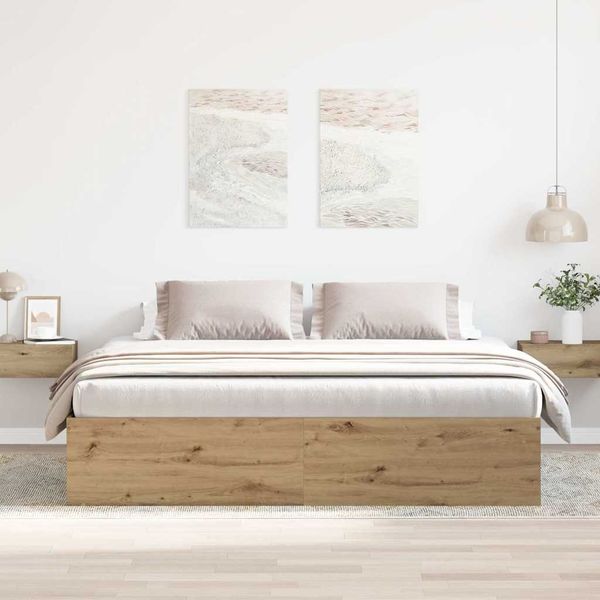 vidaXL Bettgestell ohne Matratze Artisan-Eiche 200x200cm Holzwerkstoff 3328870