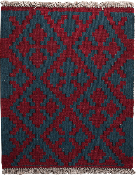 Looma 'Gita' Kelim Gashgai handgewebt, Schurwolle Rot-Grün-Blau, 67x81 cm