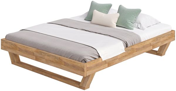 skølm 'Nornir' Bett 160x200 cm, Bettgestell, natur geölt, Massivholzbett aus Eiche mit Holzkufen, Doppelbett ohne Bettkopf Bild 9