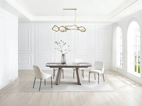 Vente-unique - FARUDI Esstisch KeramikGlas GrauWeiß - B 90 cm x H 75 cm x L 220 cm260 cm180 cm