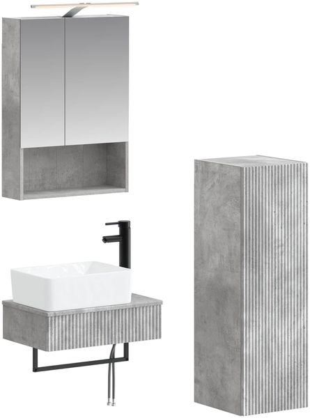 vidaXL Badezimmerschrank-Set 4 pcs Betongrau 50 x 14,5 x 70 cm 3407394