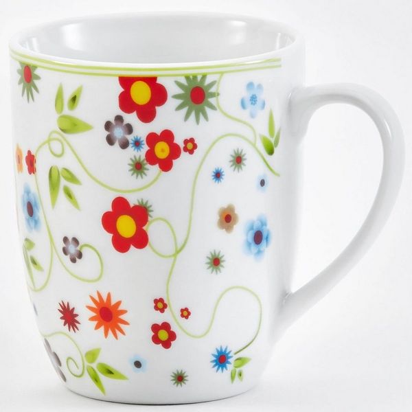 van Well Becher Vario Flower, 6-tlg, Porzellan, spülmaschinen- und mikrowellengeeignet, 6-teilig