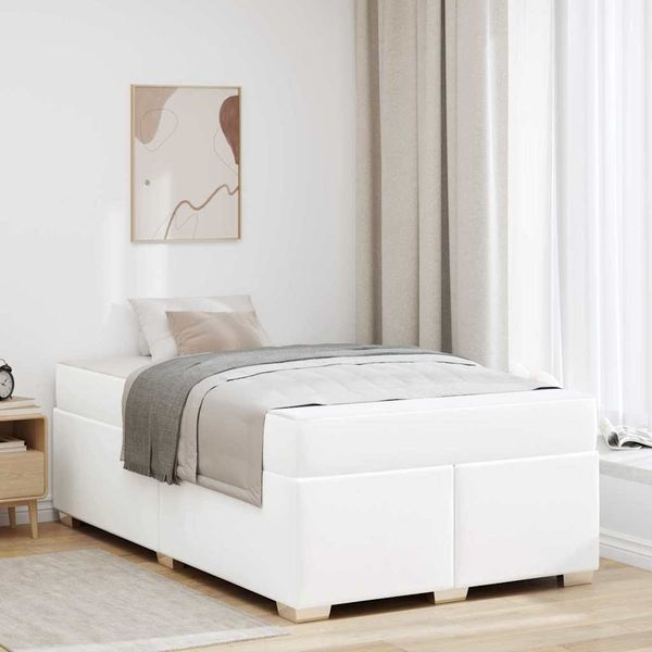 vidaXL Bettrahmen mit Matratze Weiß 120 x 200 cm Stoff 3399235