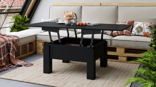 designimpex Couchtisch Design Oslo Tisch höhenverstellbar aufklappbar Esstisch Bild 2