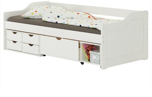 IDIMEX Funktionsbett SENTA, Bett mit Stauraum, Kiefer massiv, Kinderbett Jugendbett 90x200 Farbaus
