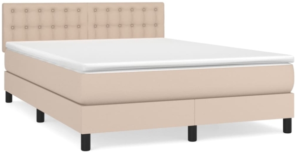 vidaXL Boxspringbett Matratze Cappuccino-Braun 140x190cm Kunstleder 3141124 Bild 1