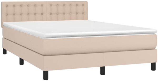 vidaXL Boxspringbett Matratze Cappuccino-Braun 140x190cm Kunstleder 3141124 Bild 2