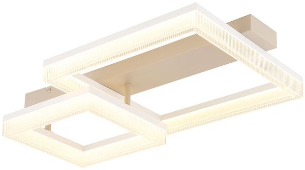 LED Deckenleuchte, Metall, sandfarben weiß, L 53 cm