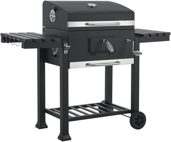 casa.pro 'Arnad' Grillwagen mit höhenverstellbaren Holzkohlebehälter, Stahl schwarz, 105 x 135 x 47,5 cm Bild 5