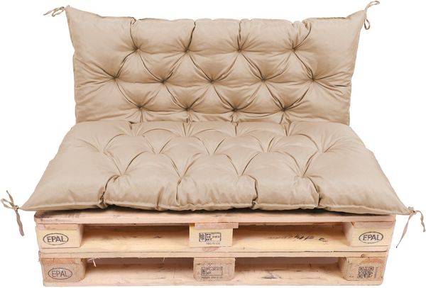 TexDeko Palettenkissen TexDeko-Garden Palettenauflage mit Rückenlehne gesteppt 120x60x50, (Sitzfläche 120x60cm + Rückenlehne 120x50cm)