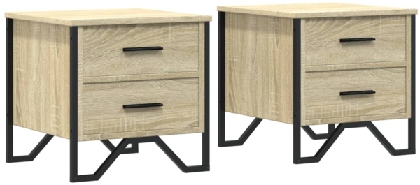 vidaXL Nachttische 2 Stk. Sonoma-Eiche 40x41x40 cm Holzwerkstoff 848507
