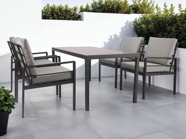 KONIFERA Garten-Essgruppe »New Jersey«, (Set, 13-tlg, 4 Sessel, Tisch 80x160x71 cm, inkl. Auflagen), Aluminium