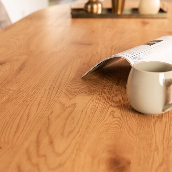 HOME DELUXE Essgruppe Oval Ausziehbar inkl. Sternfuß - 160 x 100 cm Light Oak 8 Stühle Beige Bild 4